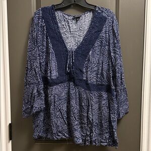 Torrid Navy Blue Patterned Blouse